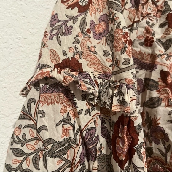 Anthropologie Love The Label Floral Botanical Peasant Ruffle Blouse Size Small - Picture 5 of 8